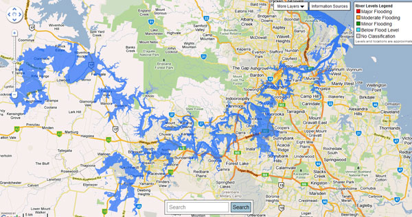 Brisbane flood map 2013