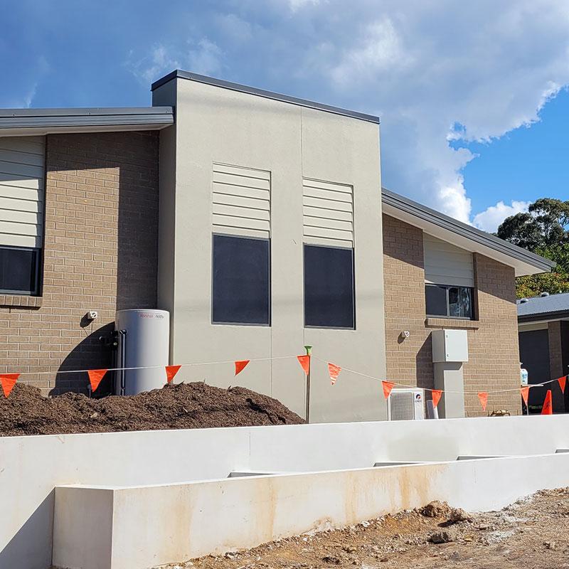 Front view of unit block in construction