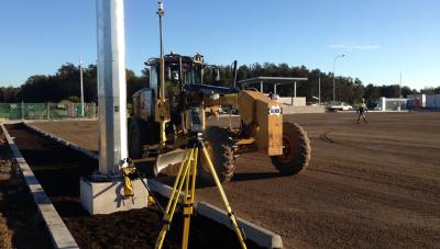 Robotic Total Station to assist in guiding a grader operator